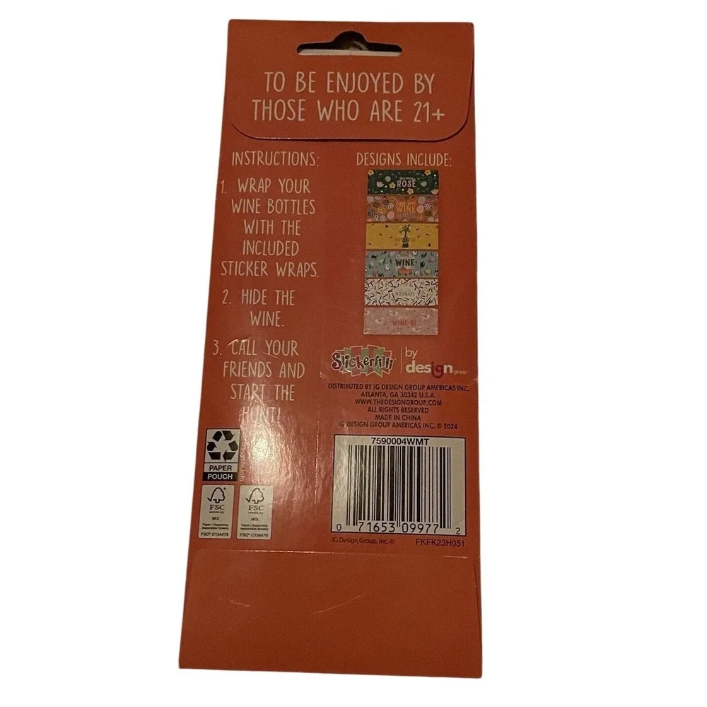 1‎ pack of 12 Easter MINI wine bottle wraps stickers Adult egg hunt 6 designs